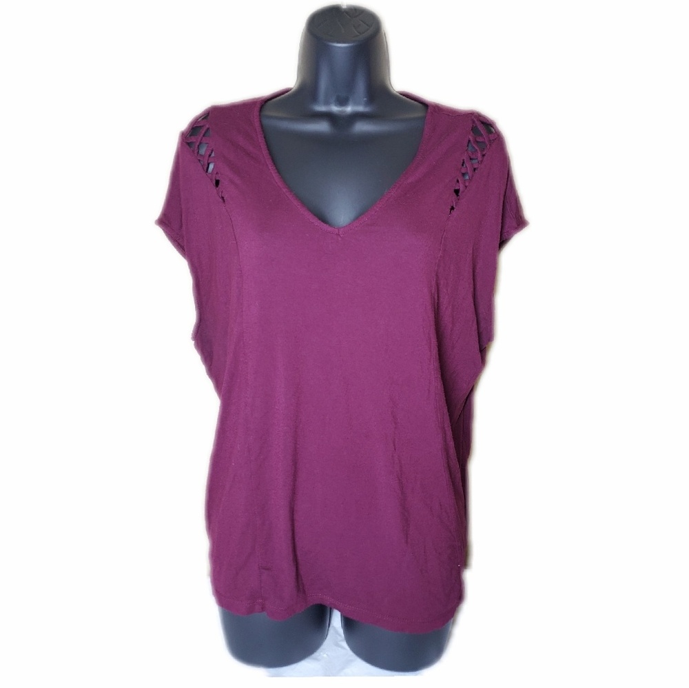 Burgundy Torrid Lace Up Blouse